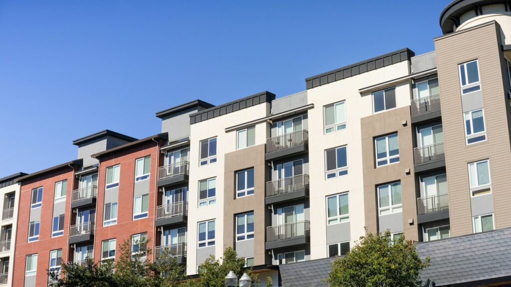 Exterior view of modern apartment building